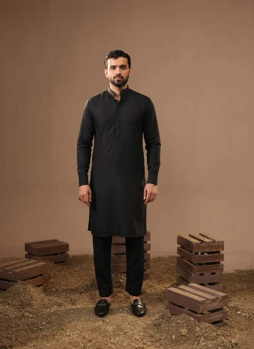 BLACK CASUAL KAMEEZ SHALWAR