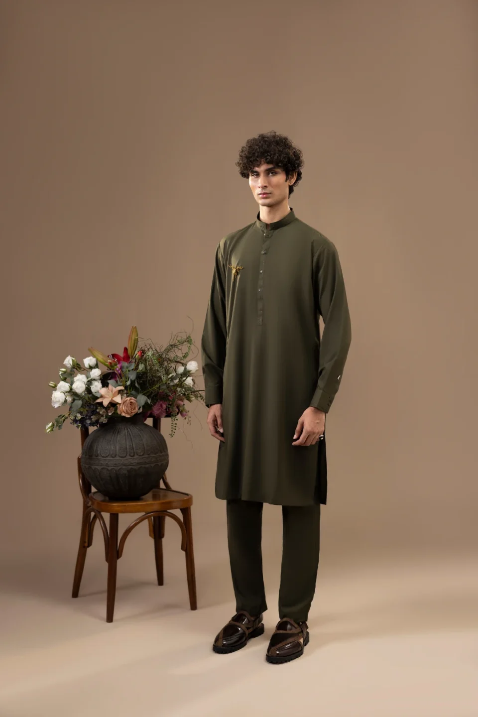 CLASSIC SEAWEED GREEN KAMEEZ SHALWAR