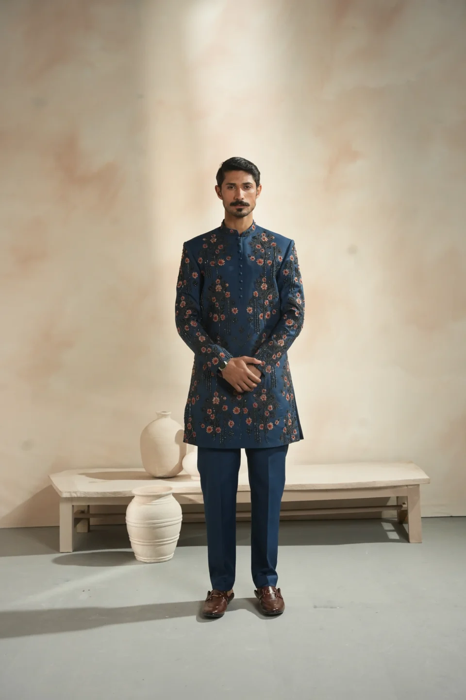 EMBROIDERY MIXED WITH EMBELLISHMENTS SHERWANI